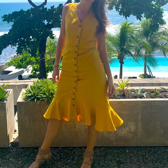 Mustard Midi Dress - Picture 1 of 4